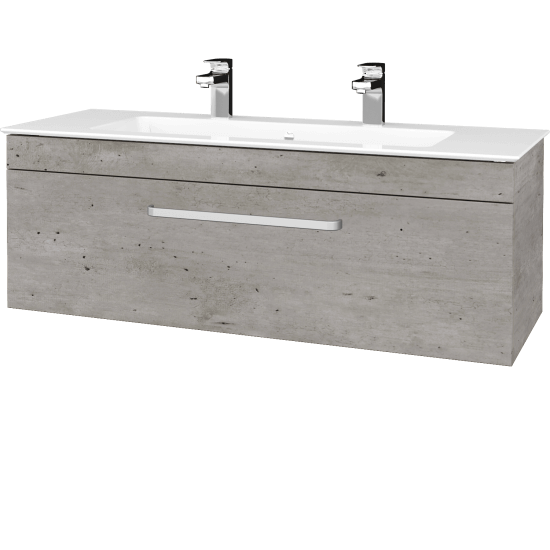 Koupelnová skříňka ASTON SZZ 120  - D01 Beton - Úchytka T01 - L01 Bílá vysoký lesk