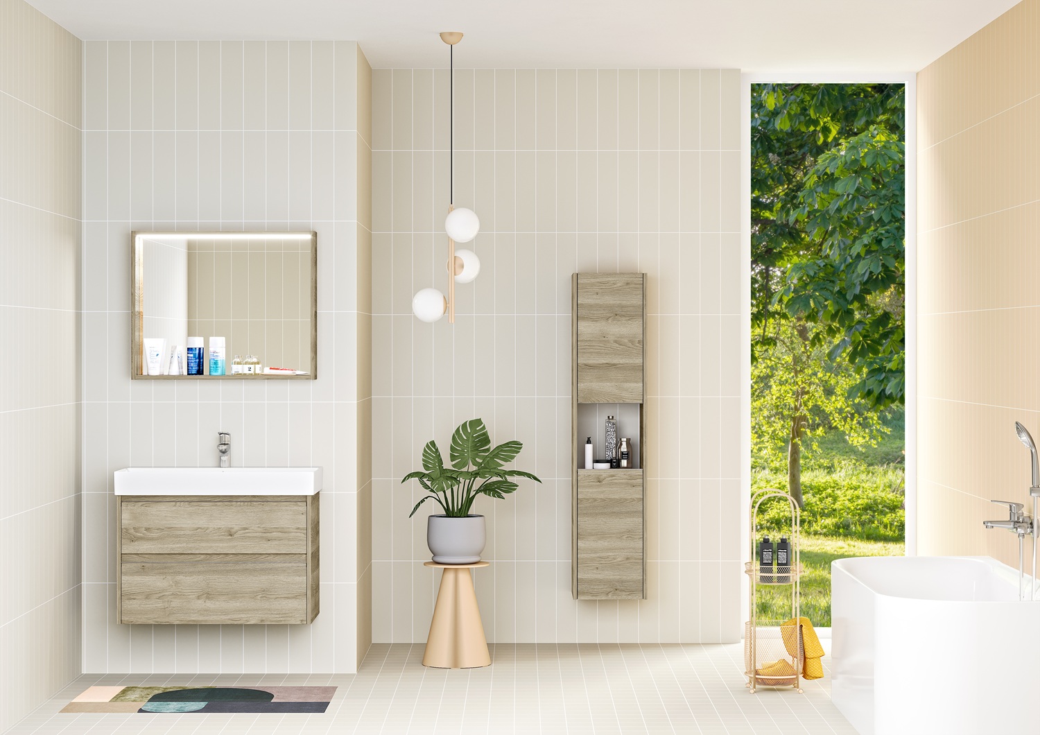 Koupelnové zrcadlo THERA s rámem nebo poličkou