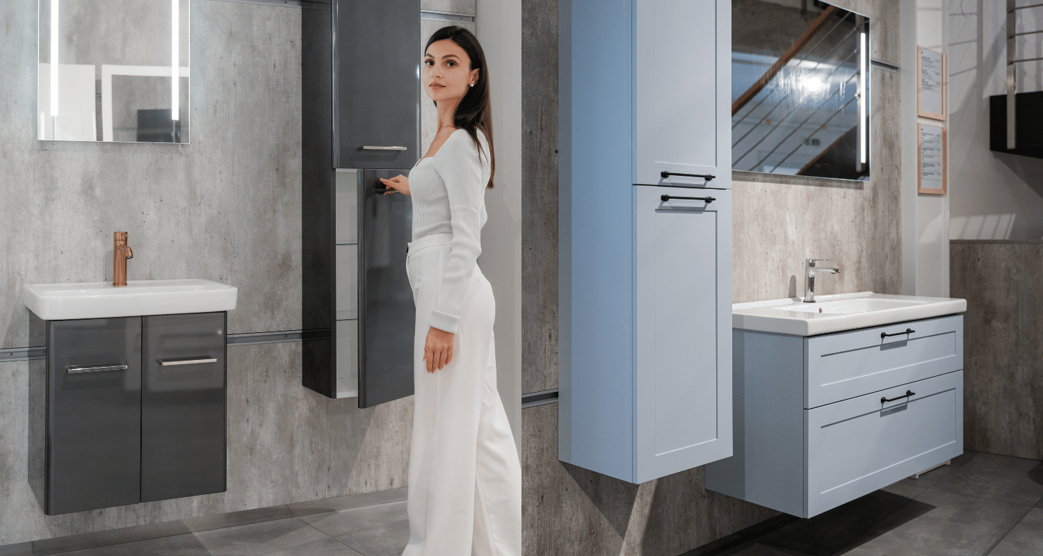 Lesklý a matný koupelnový nábytek Dřevojas