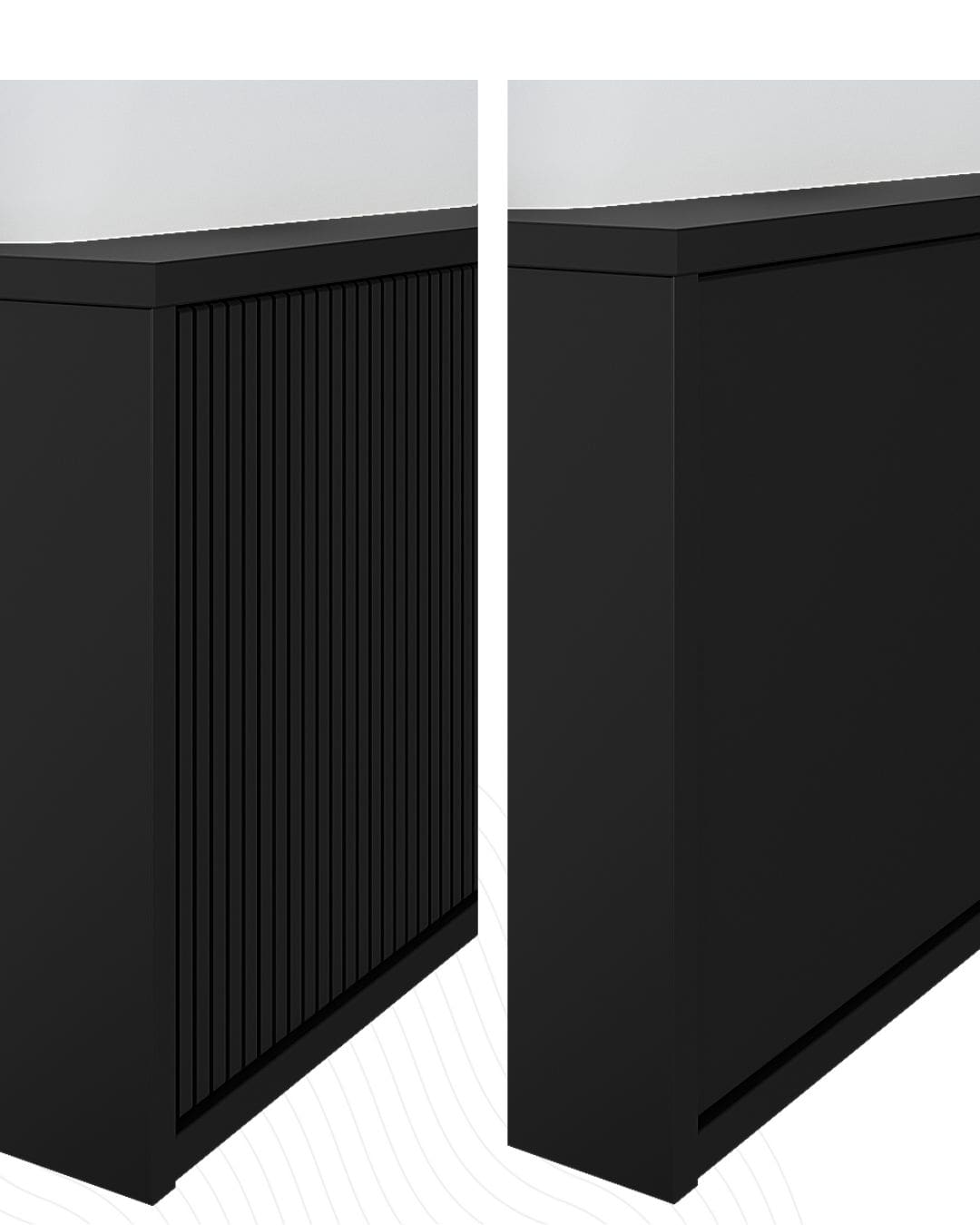 Vroubkované a hladké čelo zásuvky umyvadlové skříňky ARTEO