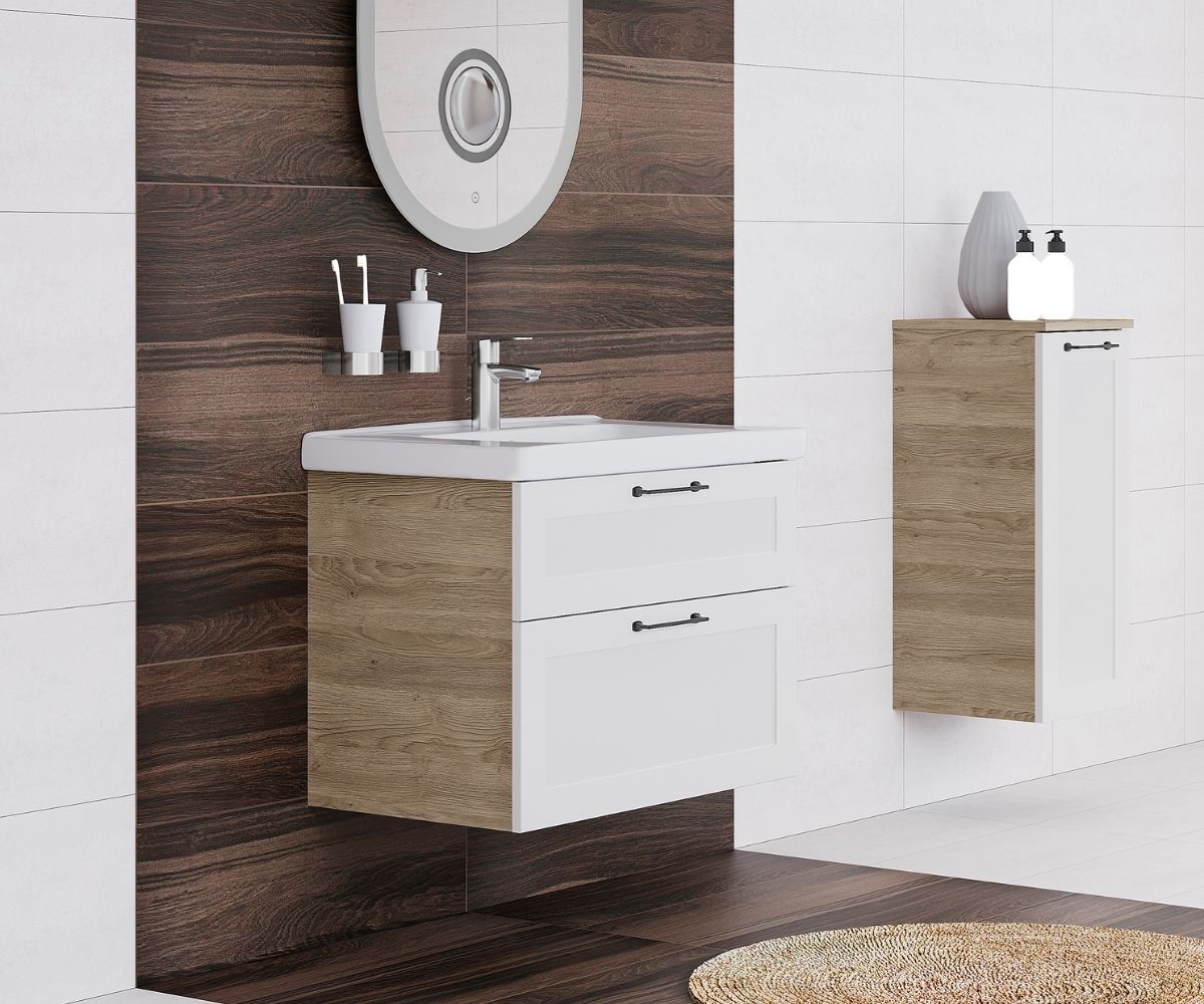 Umyvadlová skříňka PORTO SZZ2 100 v provedení D17 Color/L01 Bílá vysoký lesk