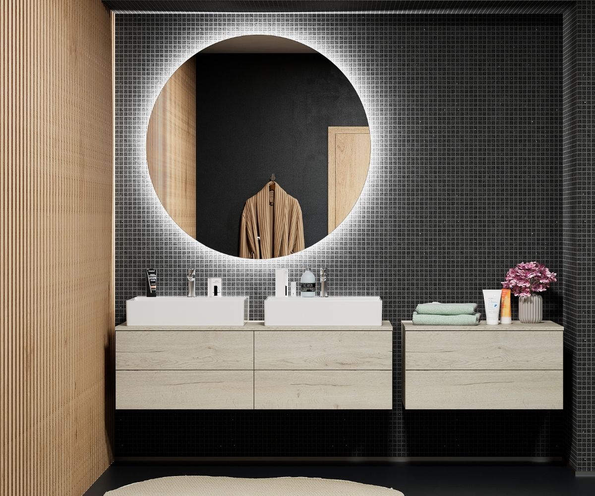 Zrcadlo LUNEO ZCO 120 s umyvadlovou skříňkou MODULE