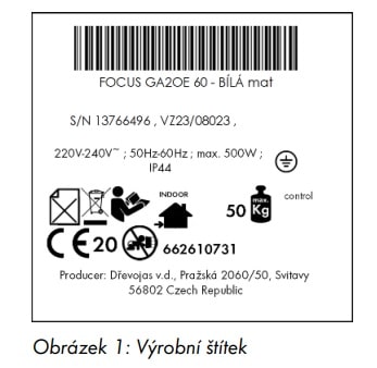 Vzor výrobního štítku
