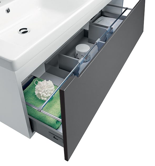 Umyvadlová skříňka COLOR SZZ 120 v lakované úpravě Antracit s otevřenou zásuvkou