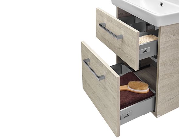 Umyvadlová skříňka GO v dekoru Oregon s otevřenými zásuvkami