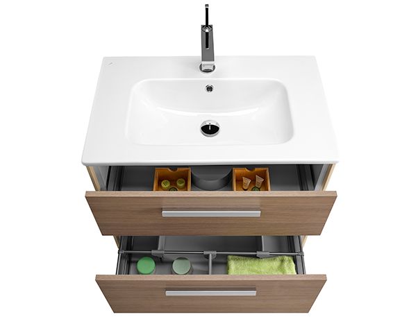 Koupelnová skříňka s umyvadlem řady Too - kontrast dekorů cafe a bílé je vyjímečný