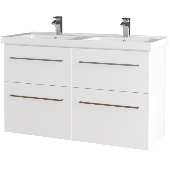 Umyvadlová skříňka BIG INN v odstínu Bílá lesk se čtyřmi zásuvkami