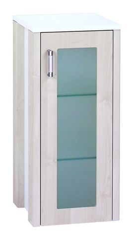 Nízká koupelnová skříňka Dreja Plus s mléčným sklem