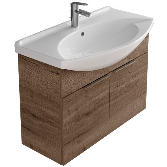Umyvadlová skříňka TAKE IT s dvířky a umyvadlem Dreja Plus - dekor Tobacco