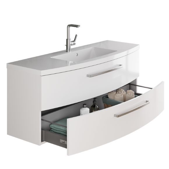 Bílá umyvadlová skříňka BRIO SZZ2 140 s otevřenou spodní zásuvkou