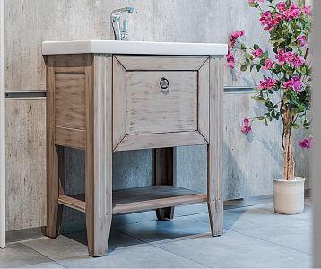 Umyvadlová skříňka ANTIK SUPZ 70 v provedení s patinou a umyvadlem Grace 70