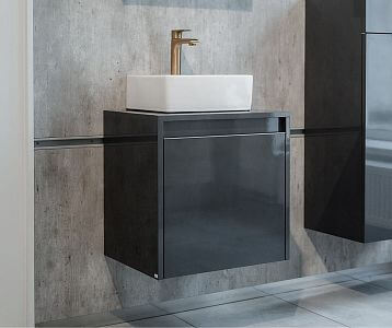 Umyvadlová skříňka VISIT SZD 50 v provedení L03 Antracit vysoký lesk s umyvadlem Gladi