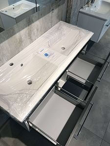 Výprodej 177 - ASTON SZZ2 120 - BÍLÁ lesk/COSMO+Umyvadlo ASA SLIM 120 z litého mramoru - BÍLÉ