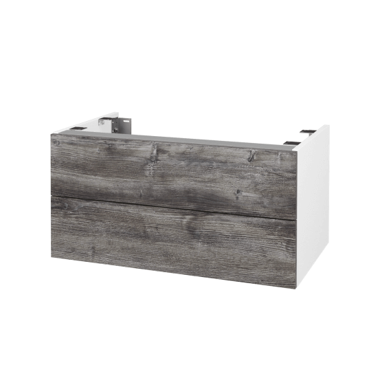 Doplňková skříňka pod desku DSD SZZ2 80 (výška 40 cm)  - D01 Beton - L01 Bílá vysoký lesk - Ne