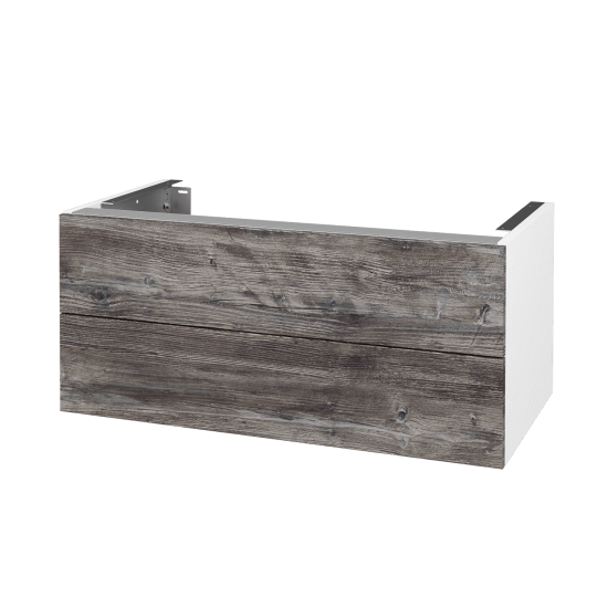 Doplňková skříňka pod desku DSD SZZ2 90 (výška 40 cm)  - D01 Beton - L01 Bílá vysoký lesk - Ne