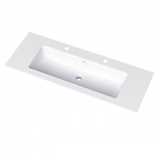 Keramické umyvadlo Pura 120 se 2 otvory pro baterii - bílé 