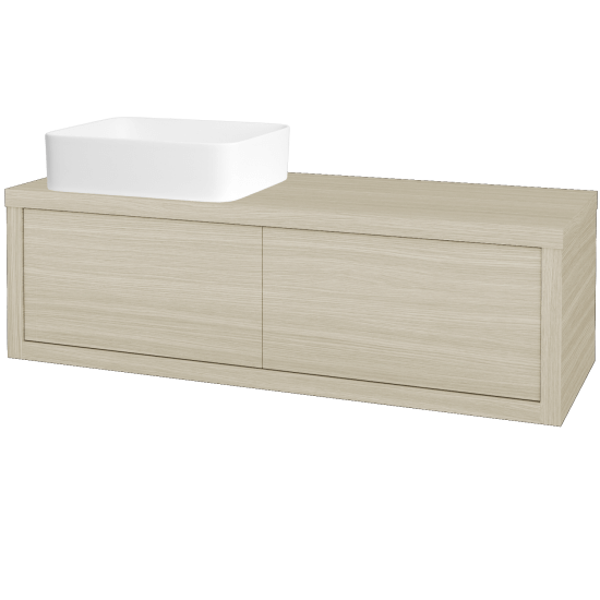 Koupelnová skříňka STORM SZZ2 120 (umyvadlo Joy)  - D01 Beton - M01 Bílá mat - Levé