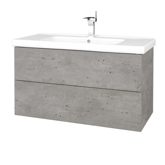 Koupelnová skříňka VARIANTE SZZ2 100 (umyvadlo Harmonia)  - D01 Beton - L03 Antracit vysoký lesk