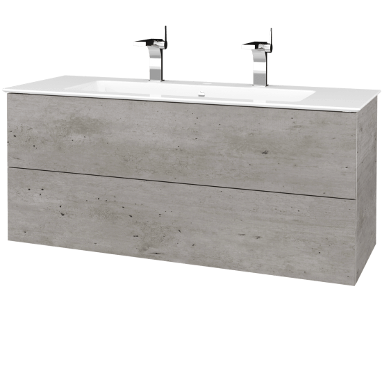 Koupelnová skříňka VARIANTE SZZ2 120 (umyvadlo Pura)  - D01 Beton - M01 Bílá mat