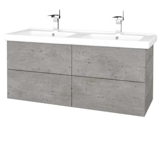Koupelnová skříňka VARIANTE SZZ4 125 (umyvadlo Harmonia)  - D01 Beton - M01 Bílá mat