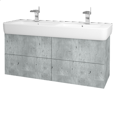 Koupelnová skříňka VARIANTE SZZ4 130  - D01 Beton - M01 Bílá mat