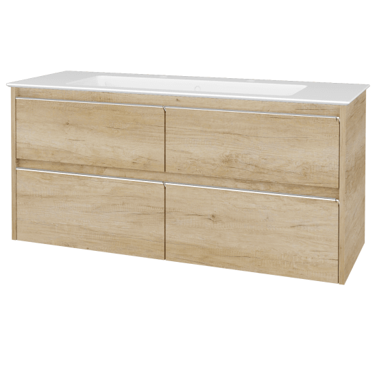 Skříňka pod umyvadlo BONO SZZ4 120 (umyvadlo Pura se 2 otvory pro baterii)  - D15 Nebraska - D25 Teak