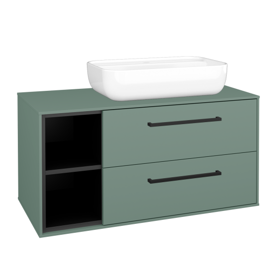 Skříňka pod umyvadlo KVADRO SZZ2O2L 100 (umyvadlo Felis 2)  - M18 Mint mat - Úchytka T06 - M18 Mint mat - Ne