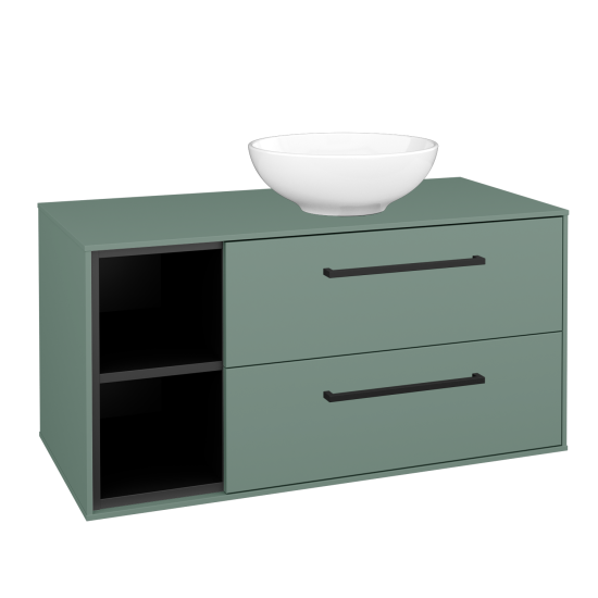 Skříňka pod umyvadlo KVADRO SZZ2O2L 100 (umyvadlo Nikolo 1)  - M18 Mint mat - Úchytka T06 - M18 Mint mat - Ne