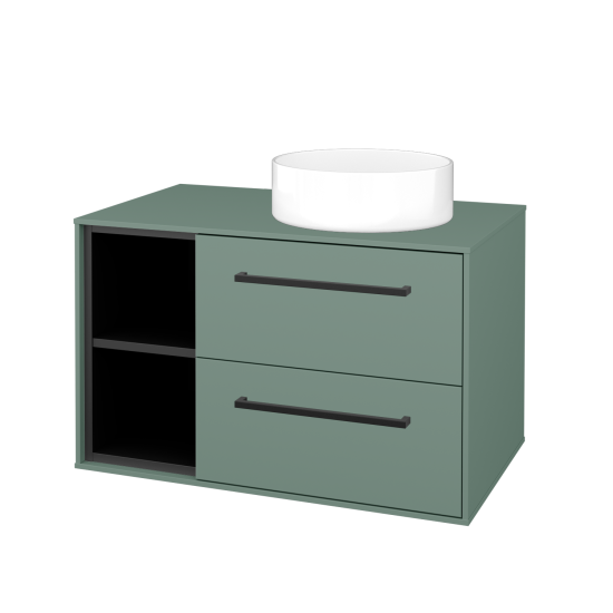 Skříňka pod umyvadlo KVADRO SZZ2O2L 80  - M18 Mint mat - Úchytka T06 - M18 Mint mat - Ne