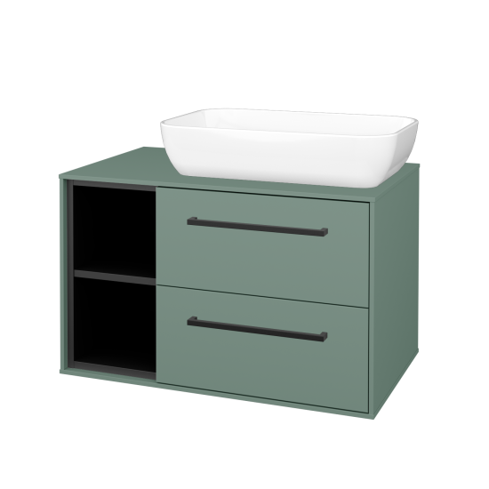 Skříňka pod umyvadlo KVADRO SZZ2O2L 80  - M18 Mint mat - Úchytka T06 - M18 Mint mat - Ne