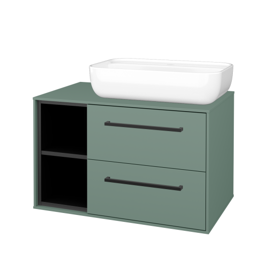 Skříňka pod umyvadlo KVADRO SZZ2O2L 80  - M18 Mint mat - Úchytka T06 - M18 Mint mat - Ne