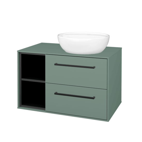 Skříňka pod umyvadlo KVADRO SZZ2O2L 80  - M18 Mint mat - Úchytka T06 - M18 Mint mat - Ne