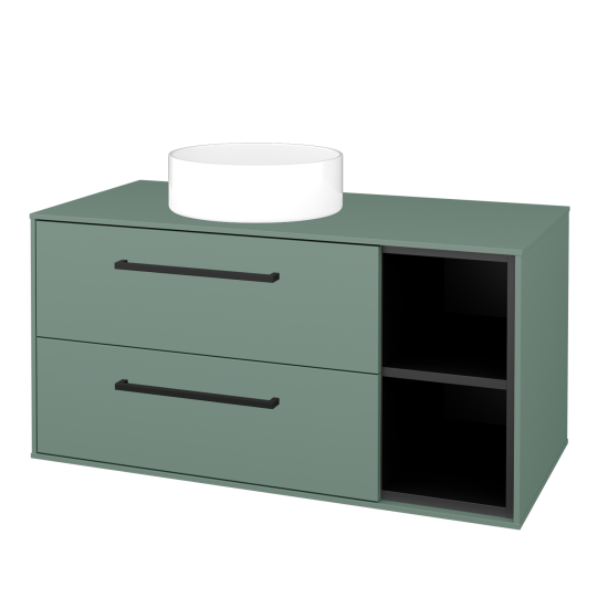 Skříňka pod umyvadlo KVADRO SZZ2O2P 100 (umyvadlo Circo)  - M18 Mint mat - Úchytka T06 - M18 Mint mat - Ne