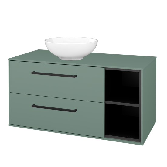 Skříňka pod umyvadlo KVADRO SZZ2O2P 100 (umyvadlo Nikolo 1)  - M18 Mint mat - Úchytka T06 - M18 Mint mat - Ne