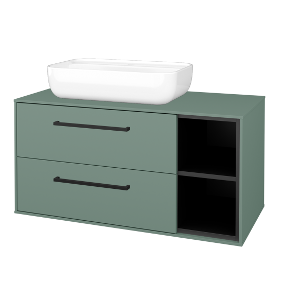 Skříňka pod umyvadlo KVADRO SZZ2O2P 100  - M18 Mint mat - Úchytka T06 - M18 Mint mat - Ne