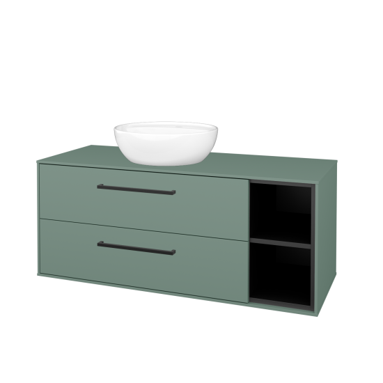 Skříňka pod umyvadlo KVADRO SZZ2O2P 120 (umyvadlo Nikolo 2)  - M18 Mint mat - Úchytka T06 - M18 Mint mat - Ne