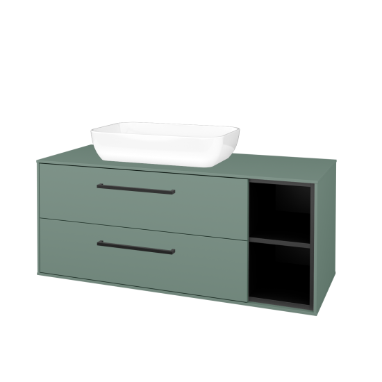 Skříňka pod umyvadlo KVADRO SZZ2O2P 120  - M18 Mint mat - Úchytka T06 - M18 Mint mat - Ne