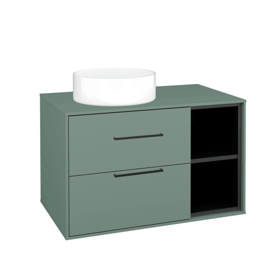 Skříňka pod umyvadlo KVADRO SZZ2O2P 80 (umyvadlo Circo)  - M18 Mint mat - Úchytka T06 - M18 Mint mat - Ne