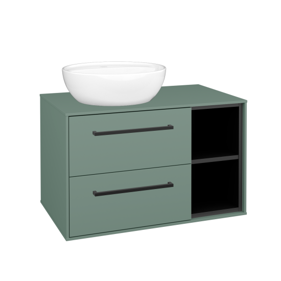 Skříňka pod umyvadlo KVADRO SZZ2O2P 80 (umyvadlo Nikolo 2)  - M18 Mint mat - Úchytka T06 - M18 Mint mat - Ne