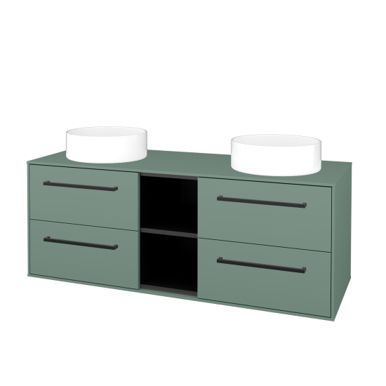 Skříňka pod umyvadlo KVADRO SZZ4O2 130 (umyvadla Circo)  - M18 Mint mat - Úchytka T06 - M18 Mint mat - Ne