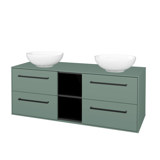 Skříňka pod umyvadlo KVADRO SZZ4O2 130 (umyvadlo Nikolo 1)  - M18 Mint mat - Úchytka T06 - M18 Mint mat - Ne