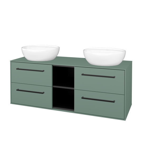 Skříňka pod umyvadlo KVADRO SZZ4O2 130 (umyvadlo Nikolo 2)  - M18 Mint mat - Úchytka T06 - M18 Mint mat - Ne