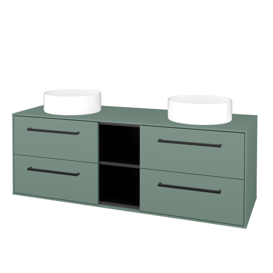 Skříňka pod umyvadlo KVADRO SZZ4O2 140  - M18 Mint mat - Úchytka T06 - M18 Mint mat - Ne