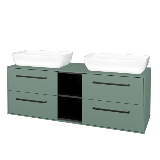 Skříňka pod umyvadlo KVADRO SZZ4O2 140  - M18 Mint mat - Úchytka T06 - M18 Mint mat - Ne