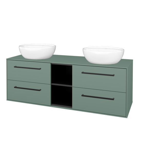 Skříňka pod umyvadlo KVADRO SZZ4O2 140  - M18 Mint mat - Úchytka T06 - M18 Mint mat - Ne