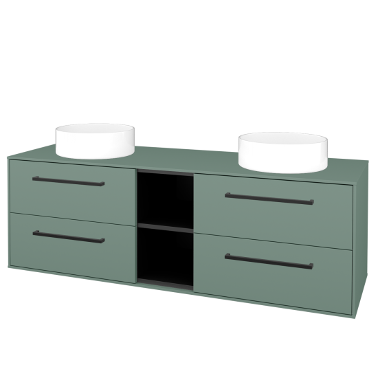 Skříňka pod umyvadlo KVADRO SZZ4O2 150 (umyvadla Circo)  - M18 Mint mat - Úchytka T06 - M18 Mint mat - Ne