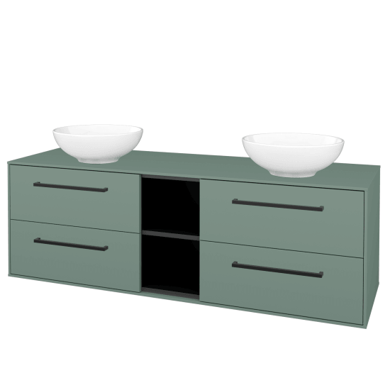 Skříňka pod umyvadlo KVADRO SZZ4O2 150 (umyvadlo Nikolo 1)  - M18 Mint mat - Úchytka T06 - M18 Mint mat - Ne