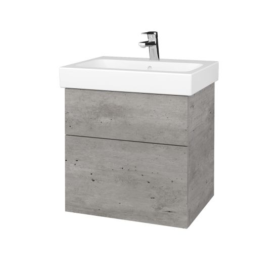 Skříňka pod umyvadlo Q MAX SZZ2 60 (pro umyvadlo Geberit iCon)  - D01 Beton - Úchytka T00 (bez úchytky) - D01 Beton