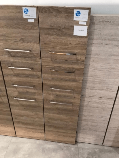 Výprodej 139 - Doplňková skříň SVD2ZK 35, skříň s dvířky, dvěma zásuvkami a výklopným košem na prádlo, pravá, úchytka T04 