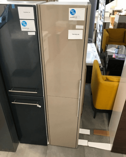 Výprodej 145 - vysoká skříň z řady ENZO, béžová vysoký lesk L04/béžová vysoký lesk L04 